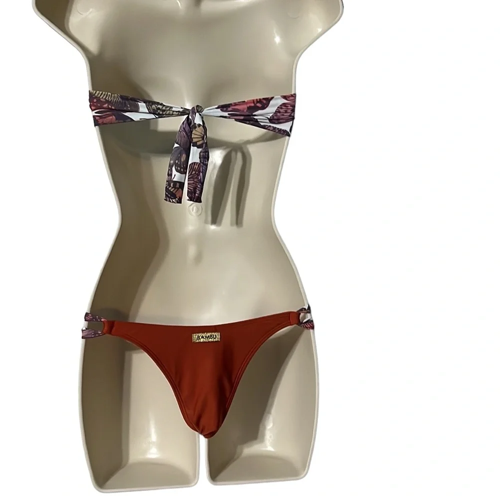 Bambu bikini swimsuit butterfly design with adjustable bottoms size Petite Small